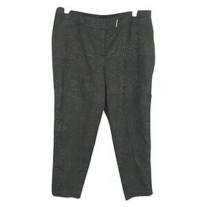 Kim Rogers Womens Pants 10 Petite  Black Floral Capris Cropped